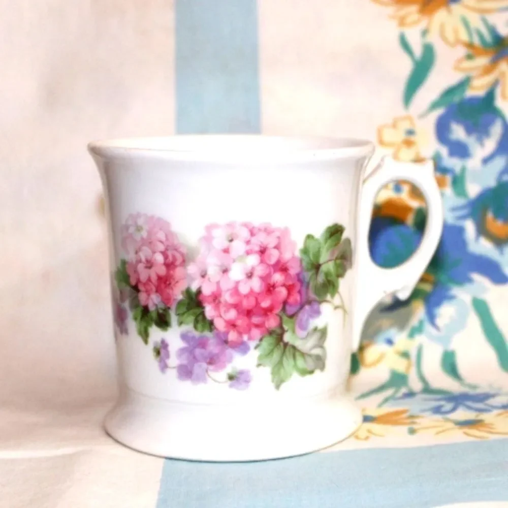 Antique Vintage Germany Porcelain Shaving Mug Cup Pink Roses Luster Germany home